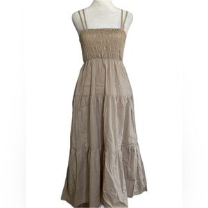 Windsor Women’s Darling Appeal Sleeveless Ruffled Beige Midi Dress